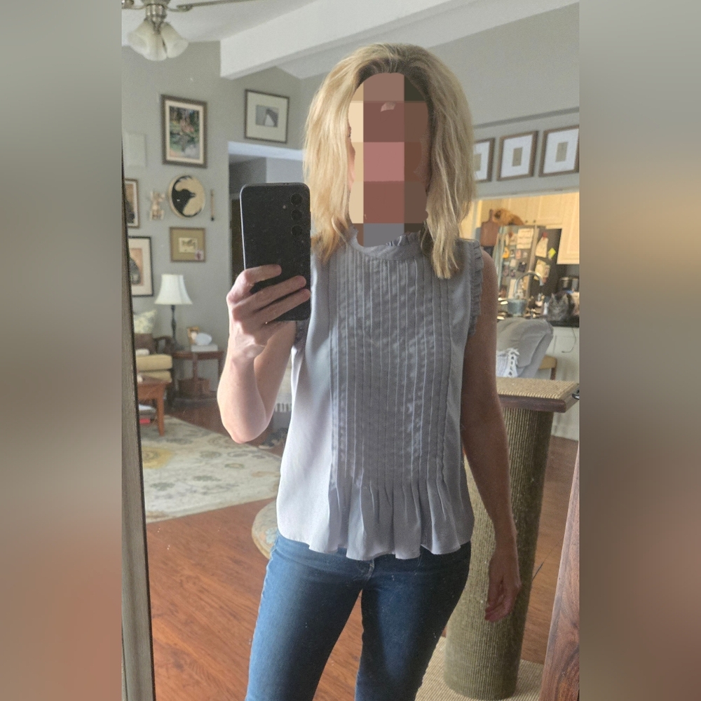 Ann Taylor Light Gray Sleeveless Blouse